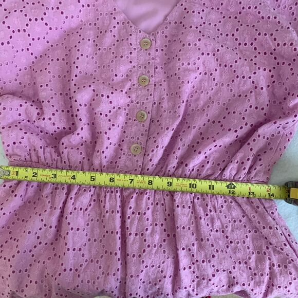 NWT Eyelet Lavender Short Sleeve Summer Mini Dress  Feminine Style Size S - Picture 9 of 11